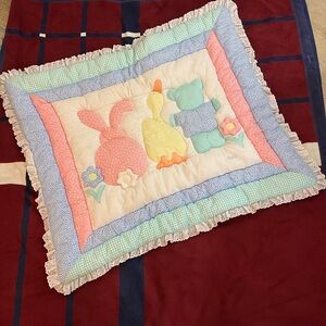 Vintage Nojo Baby Crib Animals Comforter Reversible Bunny Duck Bear Flowers